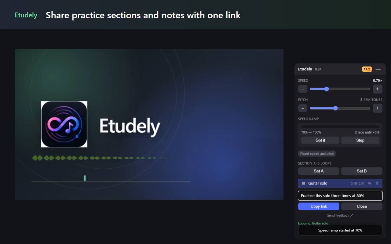 Share a practice section and note